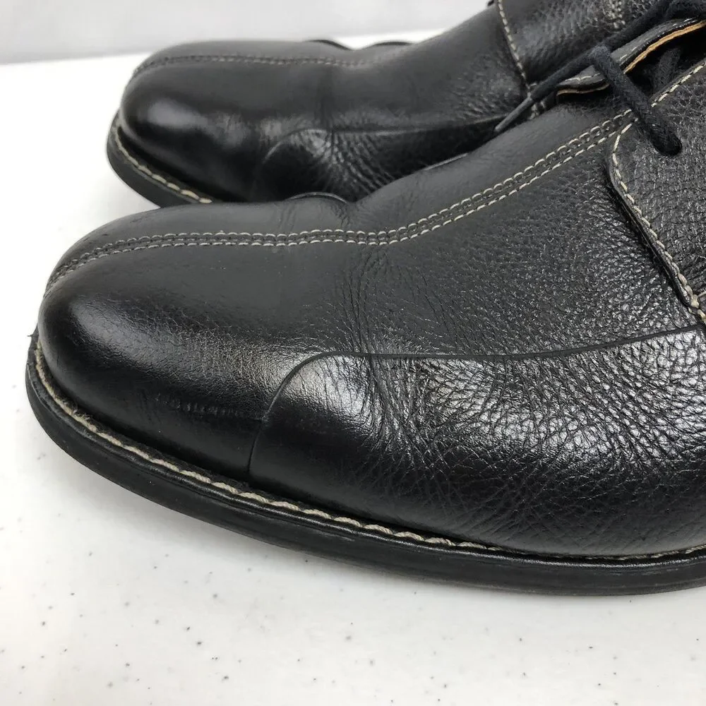Johnston & Murphy Mens 13 M Black Comfort Shuler Bike Toe Oxford Shoes 207222